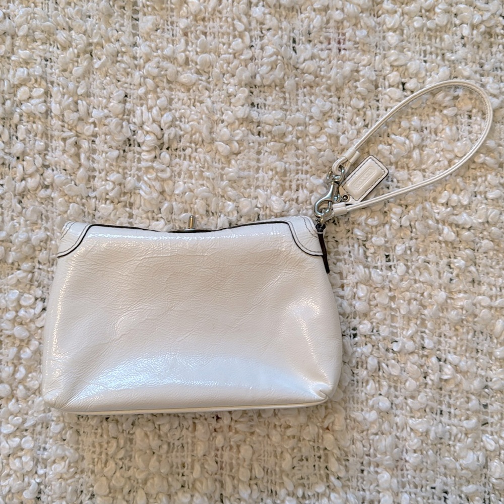 Vintage Coach white leather clutch